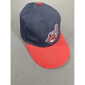 Cleveland Indians Hat Strap Back Navy Red Mens MLB Baseball Chief Wahoo OSFM